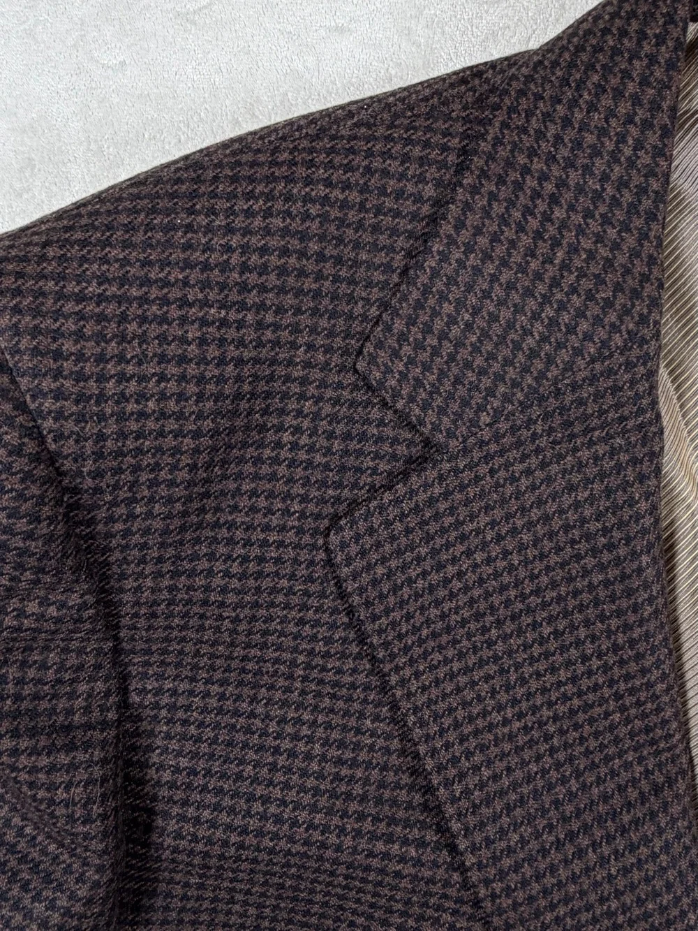 Zanella 42R 100% Wool Men's Black and Brown Micro-Check Houndstooth Sport Coat